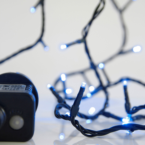 Χριστουγεννιάτικα Λαμπάκια 100 Led Σε Σειρά 7.9μ Μπλε Με 8 Προγράμματα Eurolamp 600-11503