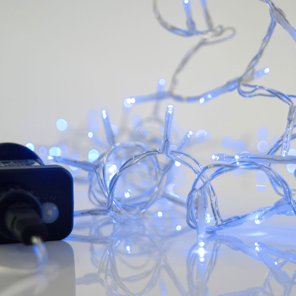 Χριστουγεννιάτικα Λαμπάκια 100 Led Σε Σειρά 7.9μ Μπλε Με 8 Προγράμματα Eurolamp 600-11563