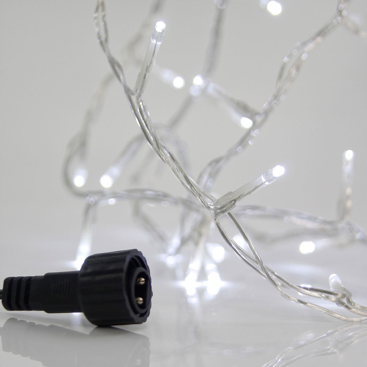 Χριστουγεννιάτικα Λαμπάκια 100 Led Σε Σειρά 8.1μ Σταθερά Ψυχρό Λευκό Επεκτεινόμενο Eurolamp 600-11321