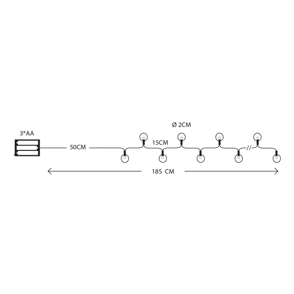 Διακοσμητική Γιρλάντα Μπαταρίας Με 10 LED Φωτάκια Eurolamp 600-11248