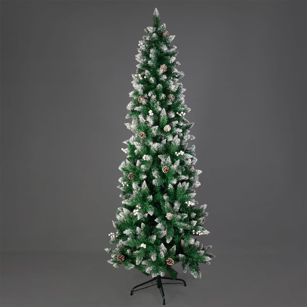 Χριστουγεννιάτικο Δέντρο Slim Χιονισμένο 240εκ./900 Κλαδιά Με Μεταλλική Βάση Eurolamp 600-30627