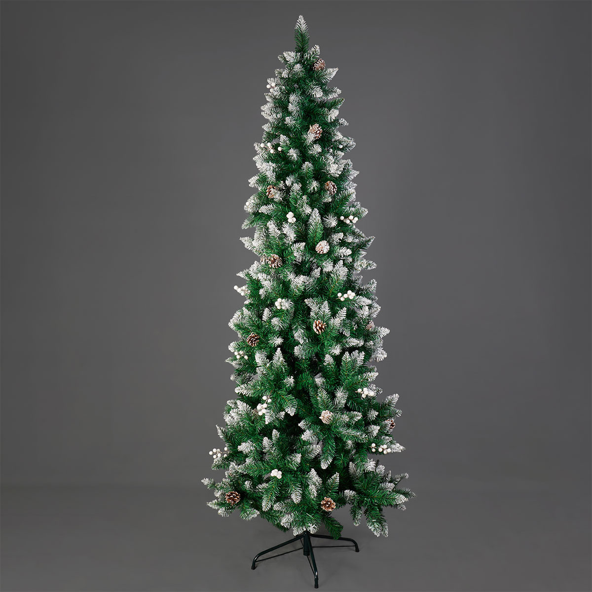 Χριστουγεννιάτικο Δέντρο Slim Χιονισμένο 240εκ. / 900 Κλαδιά Με Μεταλλική Βάση Eurolamp 600-30627