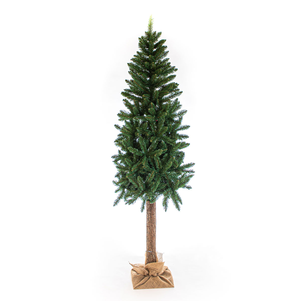 Χριστουγεννιάτικο Δέντρο Slim Πράσινο 210εκ./546 Κλαδιά Με Ξύλινη Βάση Eurolamp 600-30534