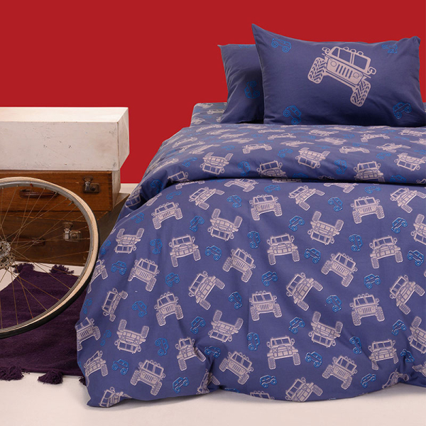 Σεντόνια Μονά (Σετ) Melinen Kids Line Trucks Blue