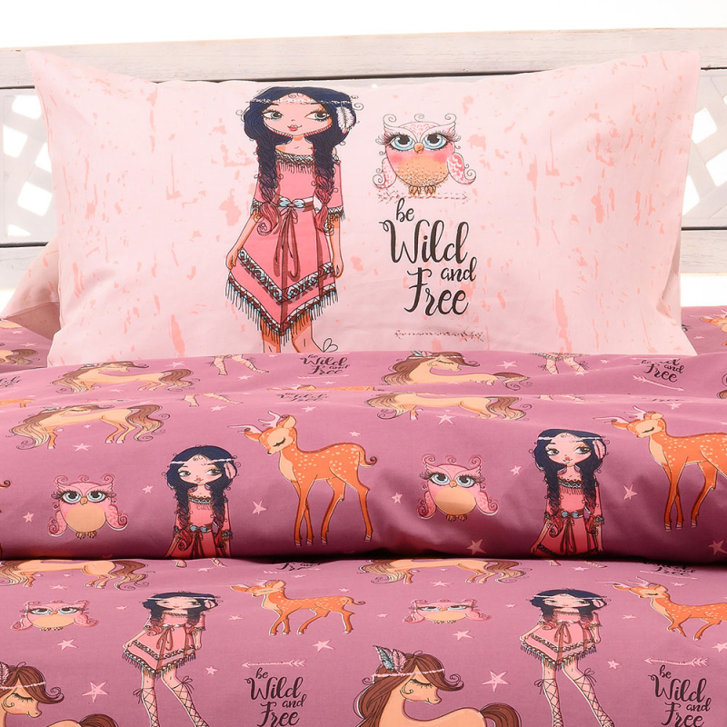 Ζεύγος Μαξιλαροθήκες (50x70) Melinen Kids Line Indian Girl Violet