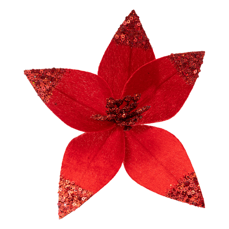 Χριστουγεννιάτικο Διακοσμητικό Λουλούδι (16εκ.) A-S Poinsettia Glitter 192349