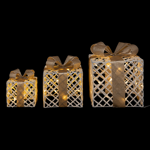 Χριστουγεννιάτικα Διακοσμητικά Κουτιά Με Led (Σετ 3τμχ) A-S 191678