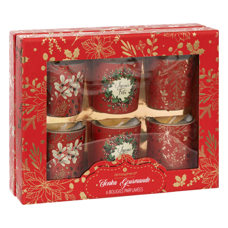 Χριστουγεννιάτικα Αρωματικά Κεριά (Σετ 6τμχ) A-S Scent Red 191144