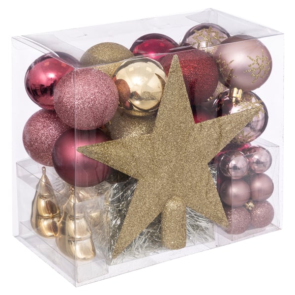 Χριστουγεννιάτικα Στολίδια Με Κορυφή (Σετ 44τμχ) A-S Deco Kit Pink/Gold 694531B2