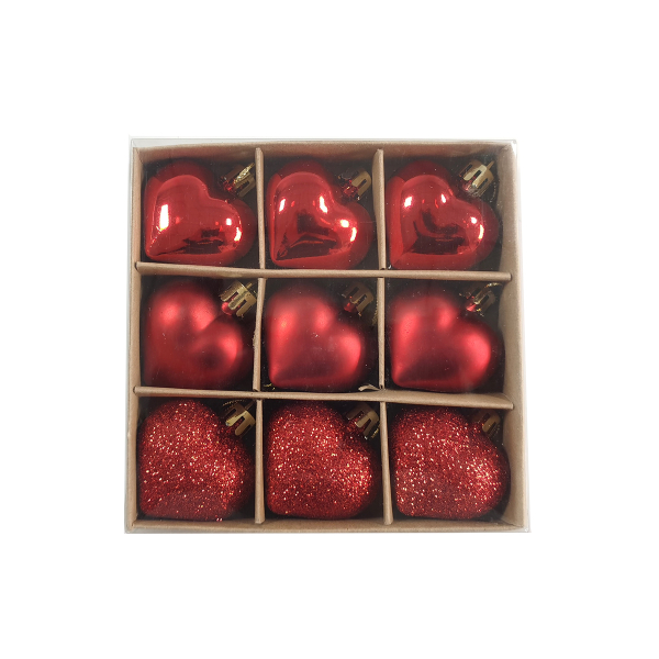 Χριστουγεννιάτικα Στολίδια (Σετ 9τμχ) A-S Heart Red 192387