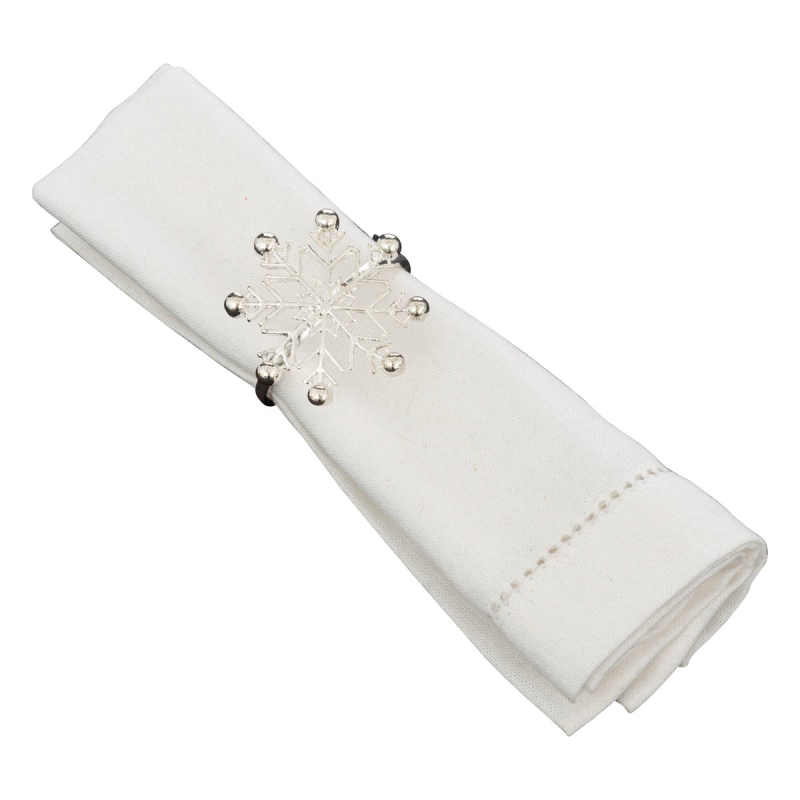 Χριστουγεννιάτικοι Κρίκοι Πετσέτας Φαγητού (Σετ 2τμχ) A-S Snowflake 191103