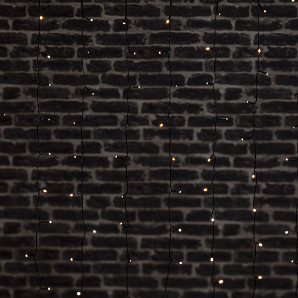 Χριστουγεννιάτικα Λαμπάκια Ηλιακά 204 Led Κουρτίνα 1.2μ Θερμό Λευκό Με 8 Προγράμματα F-R 191065G