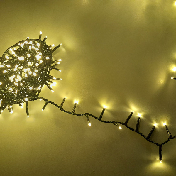 Χριστουγεννιάτικα Λαμπάκια 1000 Led Σε Σειρά 25μ Θερμό Λευκό Με 8 Προγράμματα F-R 877865G2