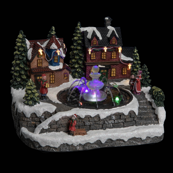 Χριστουγεννιάτικο Χωριό Με Led & Συντριβάνι (26.5x21x18.5) F-R 143207