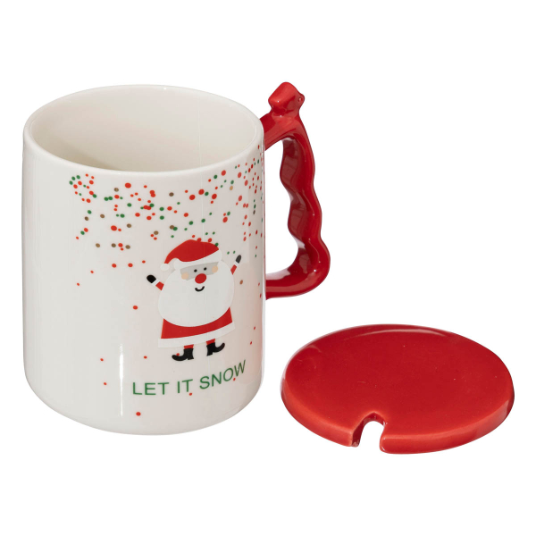 Χριστουγεννιάτικη Κούπα 350ml Με Καπάκι & Κουτάλι A-S Santa 191186