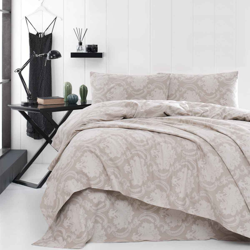 Φανελένια Παπλωματοθήκη Μονή (Σετ 160x250) Rythmos Emblem Beige