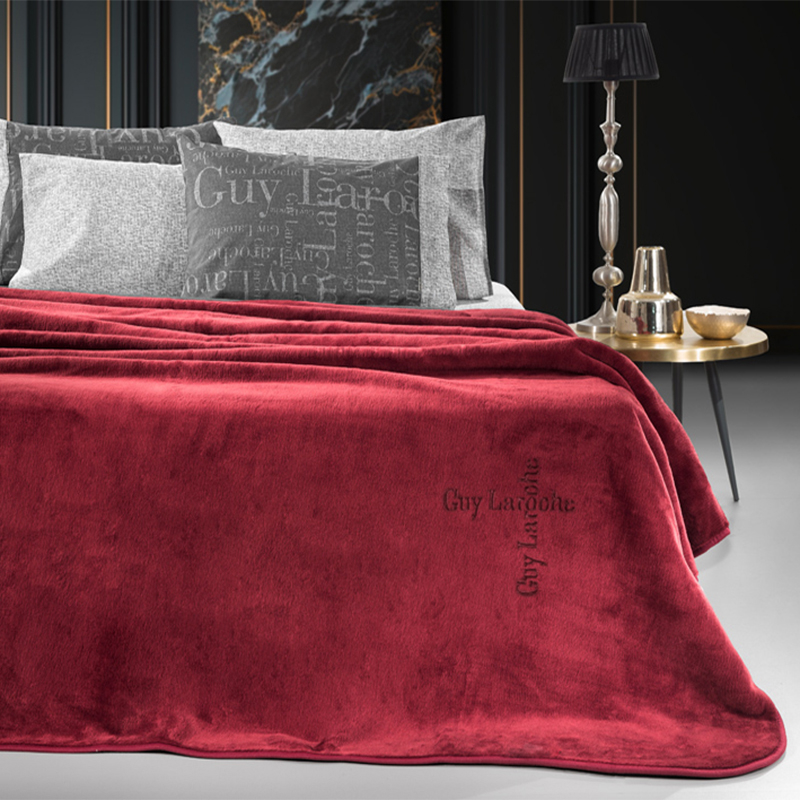 Guy Laroche Κουβέρτα Βελουτέ Υπέρδιπλη (220x240) Guy Laroche Logo Burgundy