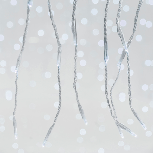 Χριστουγεννιάτικα Λαμπάκια 240 Led Βροχή 5μ Ψυχρό Λευκό Με Πρόγραμμα Χιονόπτωσης Eurolamp 600-11456
