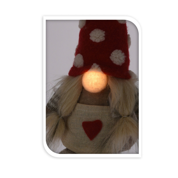 Χριστουγεννιάτικο Διακοσμητικό Με Led (10x8x35) K-M Gnome Heart AQS000650