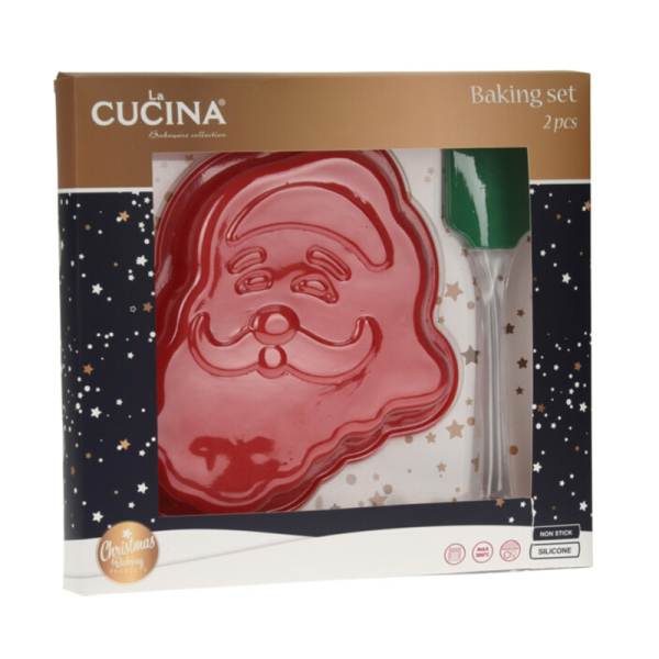 Χριστουγεννιάτικη Φόρμα Κέικ Σιλικόνης + Σπάτουλα K-M Santa 170483410