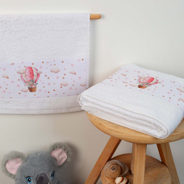 Βρεφικές Πετσέτες (Σετ 2τμχ) Dimcol Into The Sky 69 Λευκό