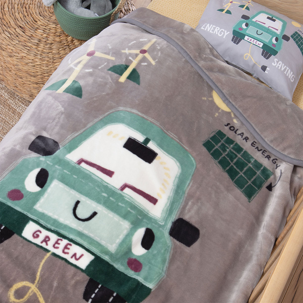 Κουβέρτα Βελουτέ Αγκαλιάς (75×100) Nef-Nef Baby Green Car 267327