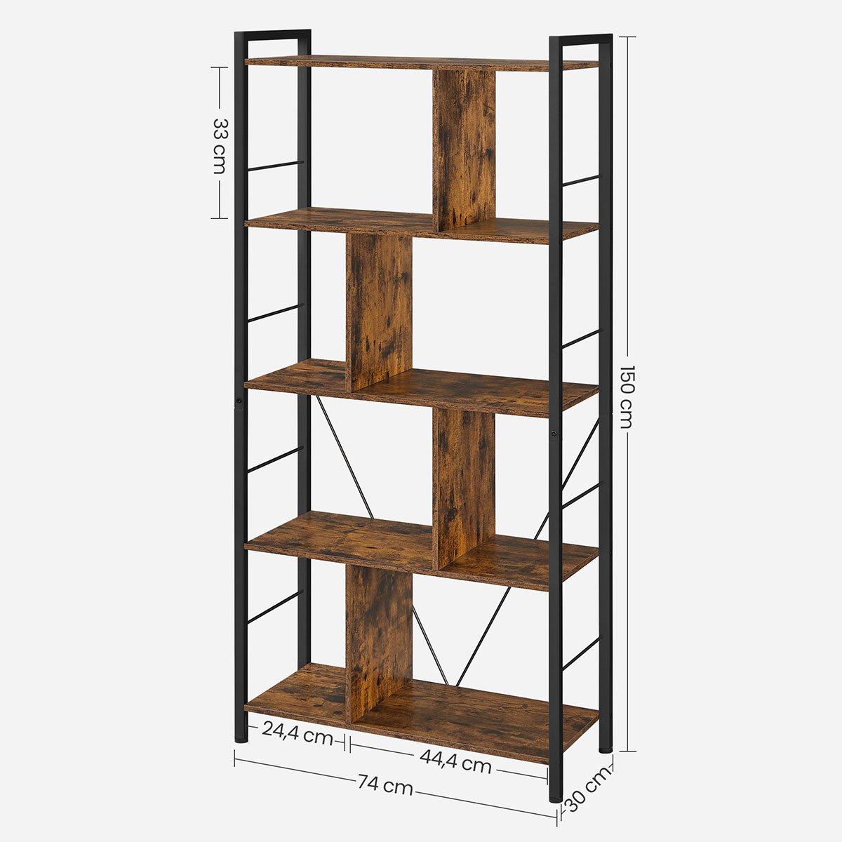 Ραφιέρα Δαπέδου 8 Θέσεων (74X30X150) Vasagle Lbc121B01 Home Έπιπλα Βιβλιοθήκες - Ραφιέρες Spitishop