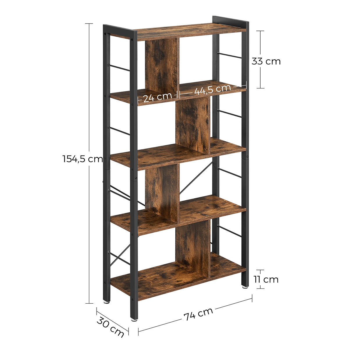 Ραφιέρα Δαπέδου 8 Θέσεων (74X30X154 5) Vasagle Lbc12Bx Home Έπιπλα Βιβλιοθήκες - Ραφιέρες Spitishop