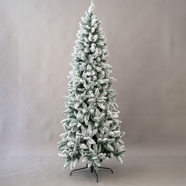 Χριστουγεννιάτικο Δέντρο Slim Χιονισμένο 180εκ./670 Κλαδιά Με Μεταλλική Βάση Eurolamp 600-30194