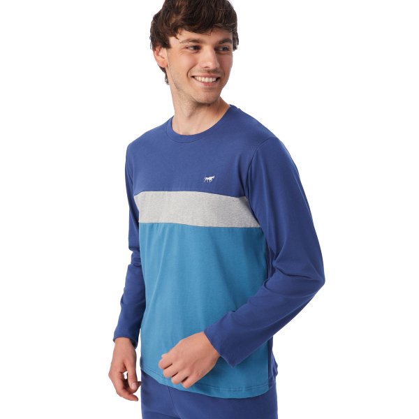 Πιτζάμα Ανδρική Χειμωνιάτικη Minerva Bull 71112-107 Raf/Blue Steel