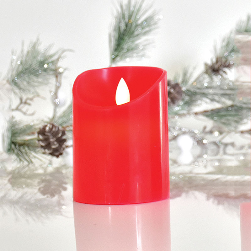 Διακοσμητικό Φωτιστικό Κερί Led (Φ7.5x10) Eurolamp Red 147-15091