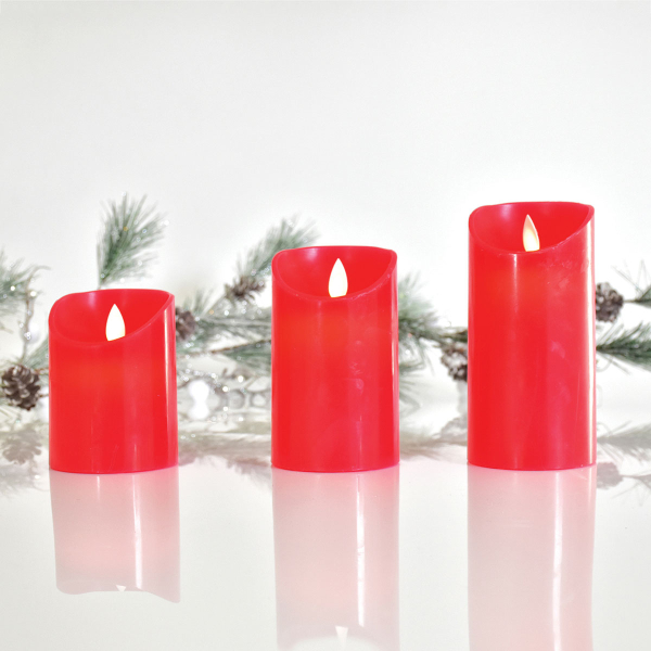 Διακοσμητικό Φωτιστικό Κερί Led (Φ7.5x10) Eurolamp Red 147-15091