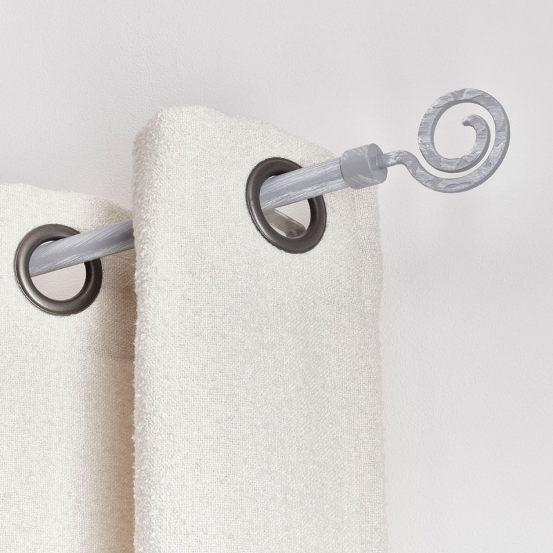 Κουρτινόξυλο Φ19mm Μονό Επεκτεινόμενο 120-210cm Με Άκρα L-N Demeure Grey/White 75013120934