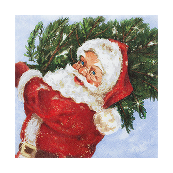 Χριστουγεννιάτικες Χαρτοπετσέτες Σετ 20τμχ (33x33) L-C Santa With His Tree 6SNL446