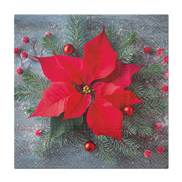 Χριστουγεννιάτικες Χαρτοπετσέτες Σετ 20τμχ (33x33) L-C Poinsettia 6SNL473