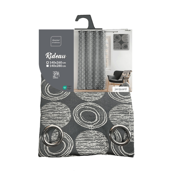 Κουρτίνα (140x280) Με Τρουκς L-C Caelia Gris 1612097