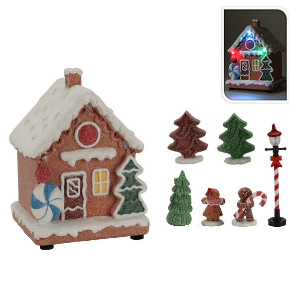 Χριστουγεννιάτικες Μινιατούρες Με Led (Σετ 8τμχ) K-M Candy House ABG101680