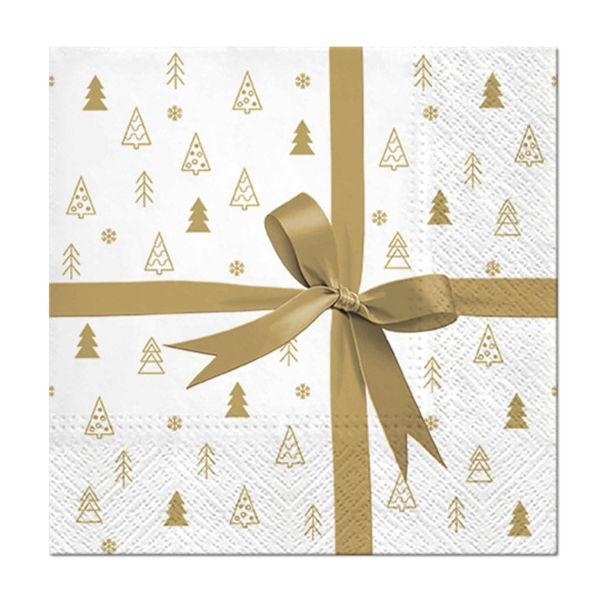 Χριστουγεννιάτικες Χαρτοπετσέτες Σετ 20τμχ (33x33) L-C Golden Gift 6SNL461