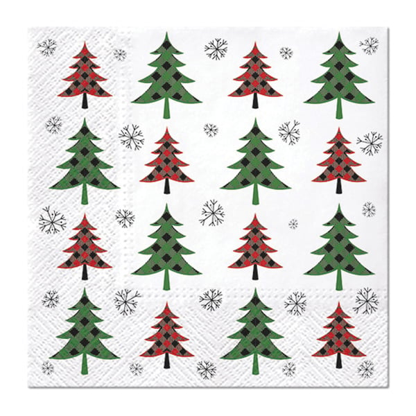 Χριστουγεννιάτικες Χαρτοπετσέτες Σετ 20τμχ (33x33) L-C Green & Red Pines 6SNL510