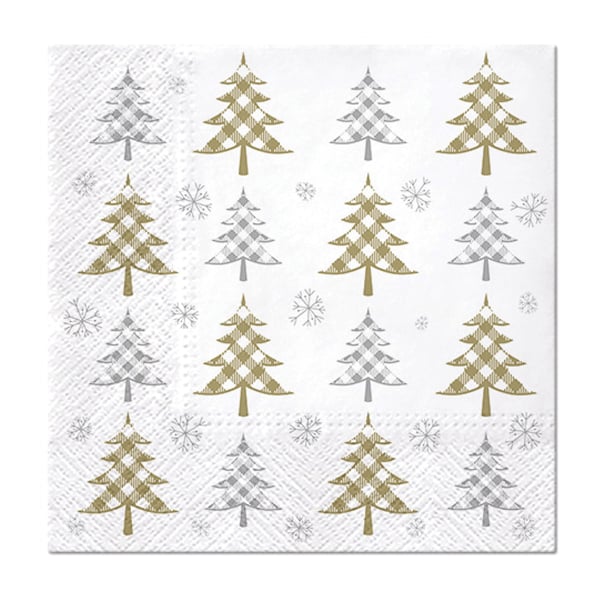 Χριστουγεννιάτικες Χαρτοπετσέτες Σετ 20τμχ (33x33) L-C Gold & Silver Pines 6SNL514