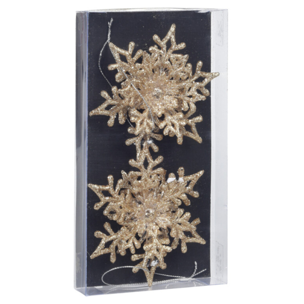 Χριστουγεννιάτικα Στολίδια (Σετ 2τμχ) K-M Snowflke Gold CAA222100