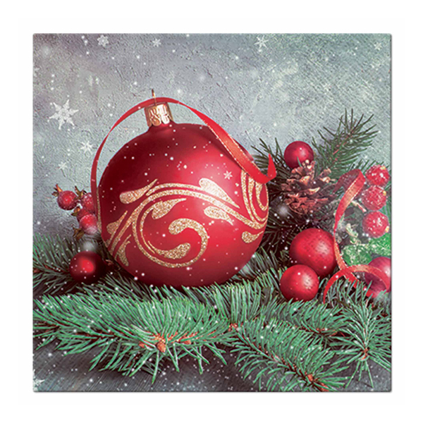 Χριστουγεννιάτικες Χαρτοπετσέτες Σετ 20τμχ (33x33) L-C Christmas Red Bauble 6SNL470