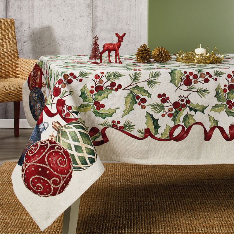 Χριστουγεννιάτικο Τραπεζομάντηλο (110x110) Whitegg Στόφα XR46