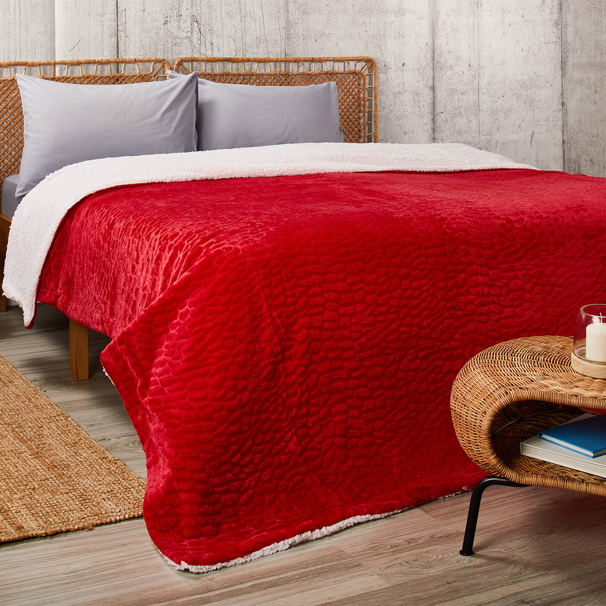 Κουβέρτα Fleece Υπέρδιπλη Με Γουνάκι (220×240) Whitegg KB126-5 Red 268784