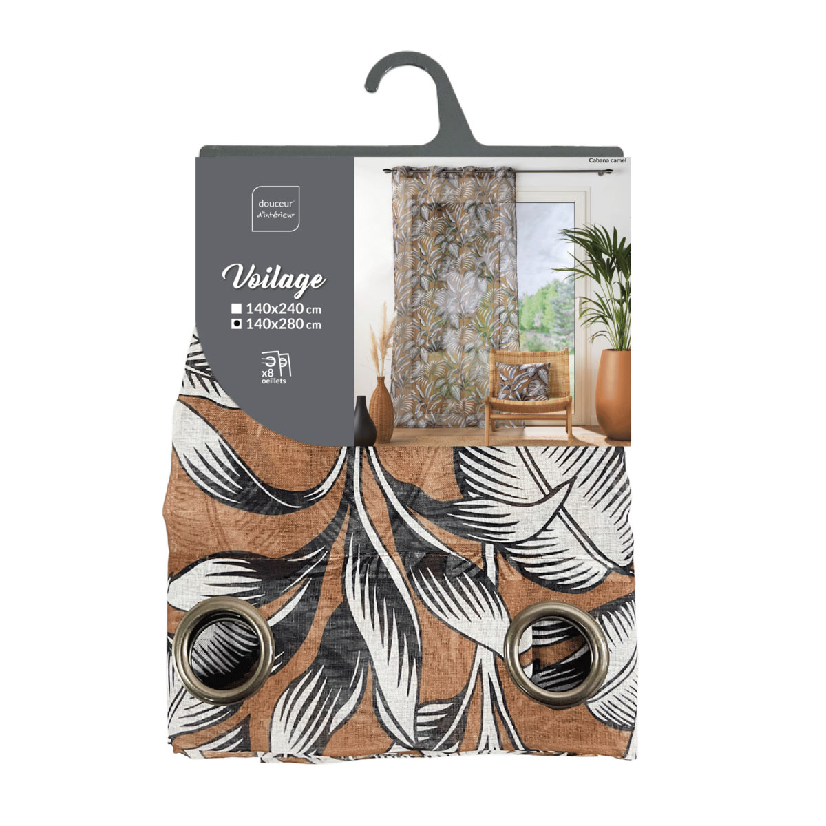 Κουρτίνα (140X280) με Τρουκς L-C Cabana Camel 1627462 Home Κουρτίνες Σαλονιού Spitishop