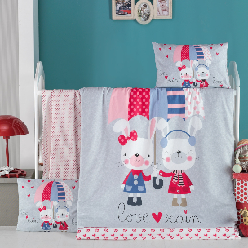 Παπλωματοθήκη Κούνιας (Σετ 100x150) Rythmos Love Rain