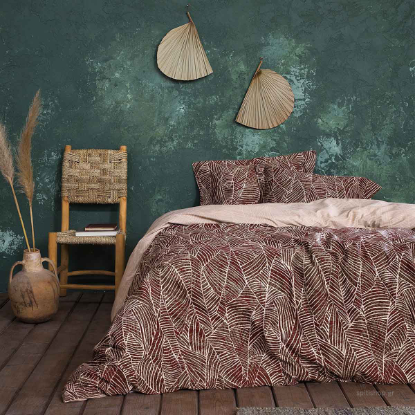 Παπλωματοθήκη Μονή (Σετ 160x240) 2 Όψεων Nima Bed Linen Folio Wine Red