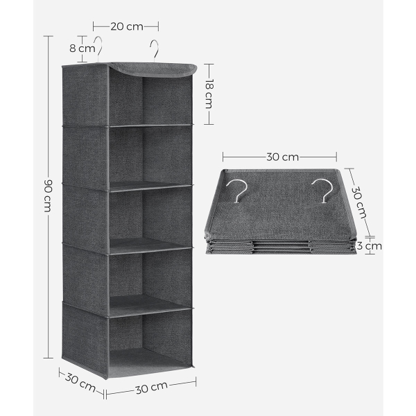 Κρεμαστή Θήκη Αποθήκευσης Ρούχων 5 Θέσεων (30x30x90) Songmics RYCH06G
