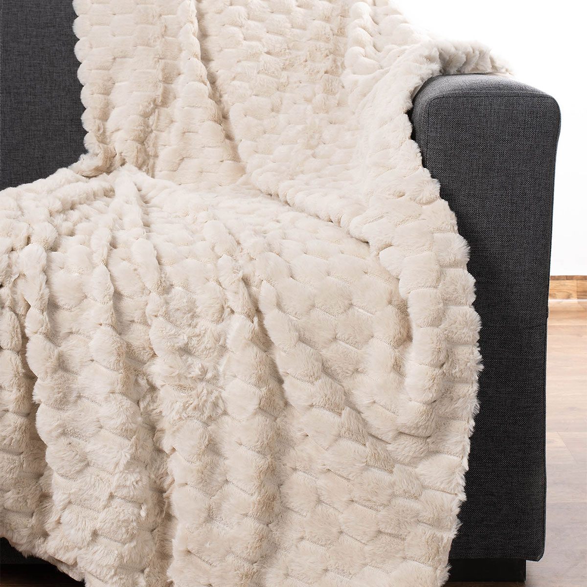 Γούνινο Διακοσμητικό Ριχτάρι/Κουβέρτα Καναπέ (130×160) Silk Fashion Mink Ivory