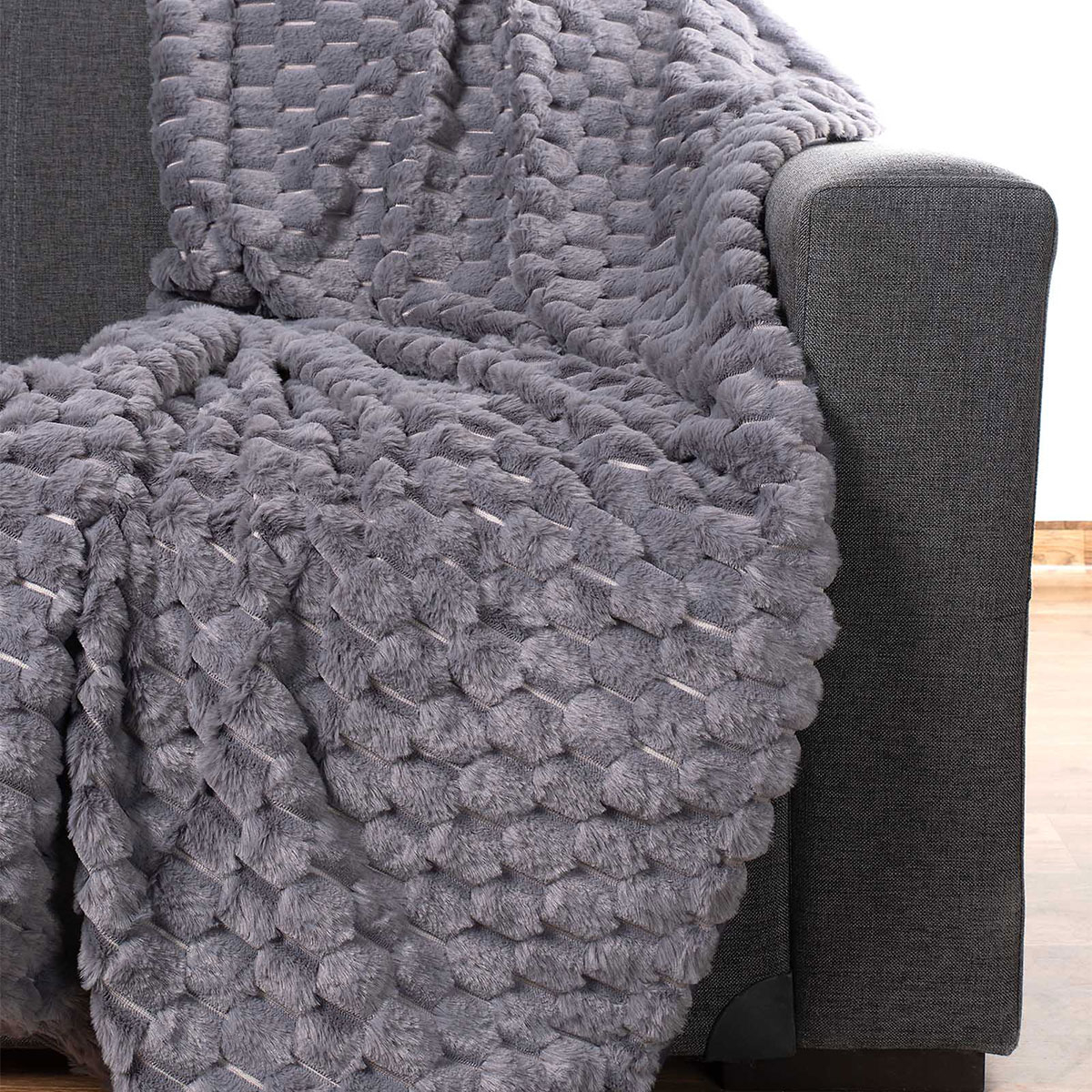 Γούνινο Διακοσμητικό Ριχτάρι/Κουβέρτα Καναπέ (130×160) Silk Fashion Mink Grey 269575
